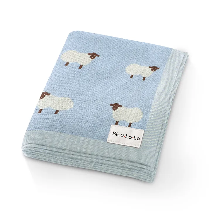 Bleu La La Whimsy Collection - Luxury 100% Cotton Knit Swaddle Baby Blanket