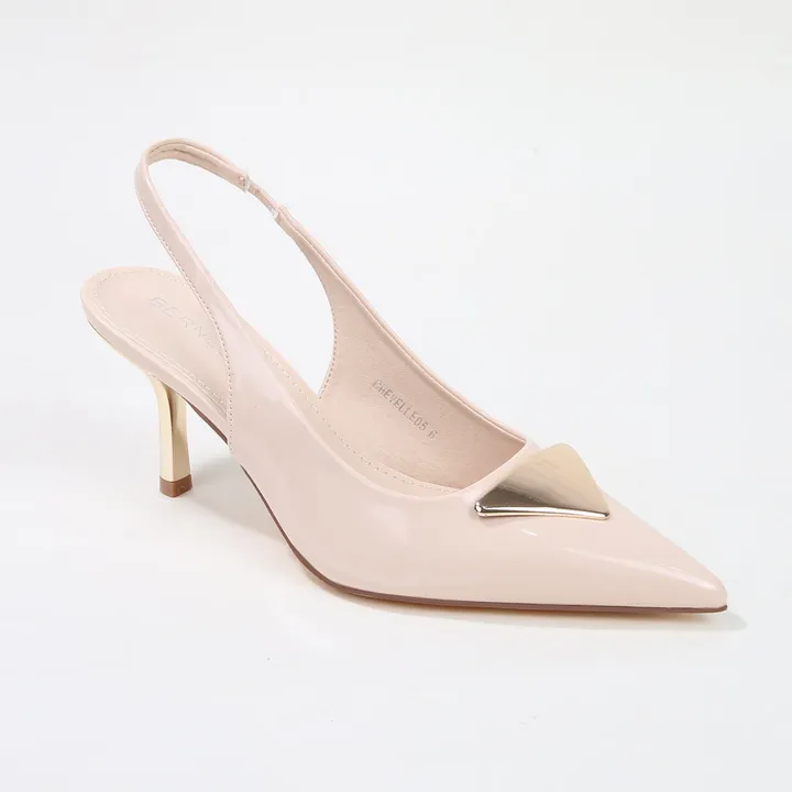 Berness Chevelle Slingback Kitten Pump Heels With Metallic Accent