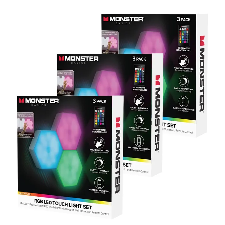 Monster Illuminessence Multi-Color LED Touch Light, 4 Unique Color-Changing Modes