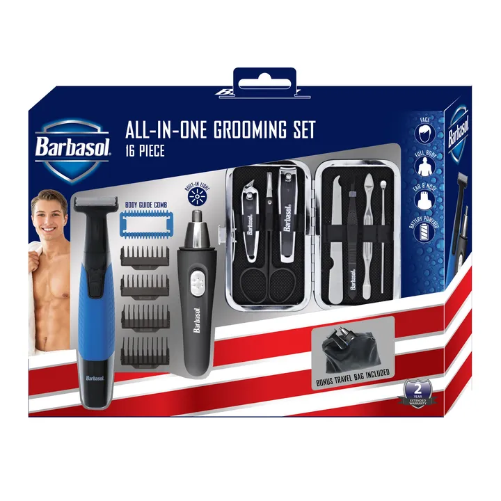 barbasol Ultimate Travel Grooming Kit for Men with Shaver & Trimmer