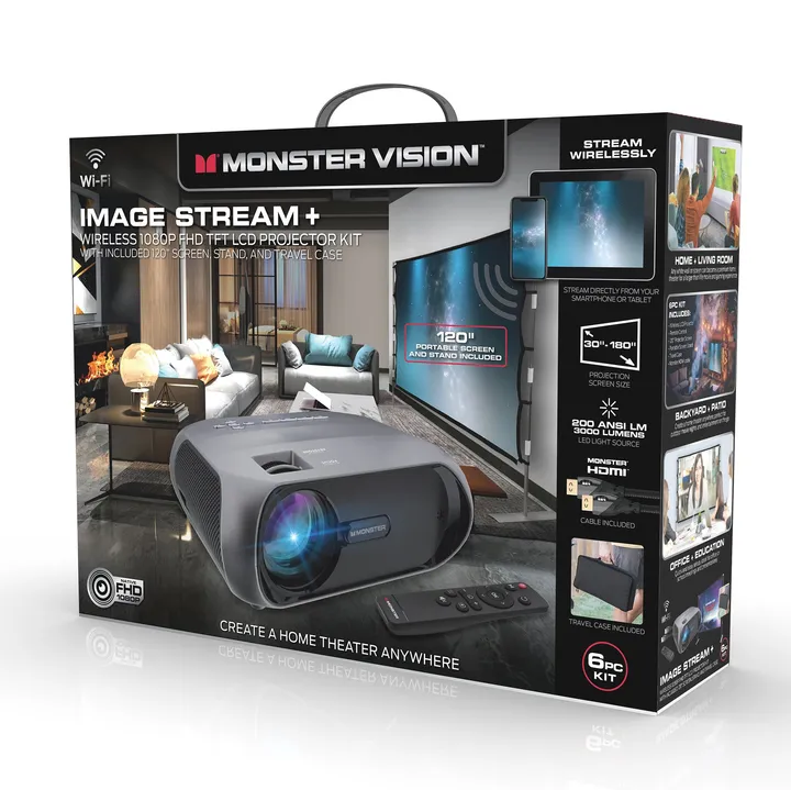 Monster Illuminessence Wireless 1080P FHD TFT LCD Image Stream Projector