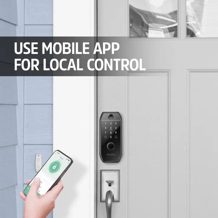 energizer connect Smart 5 in 1 Deadbolt Door Lock, Fingerprint, Code, Mobile App