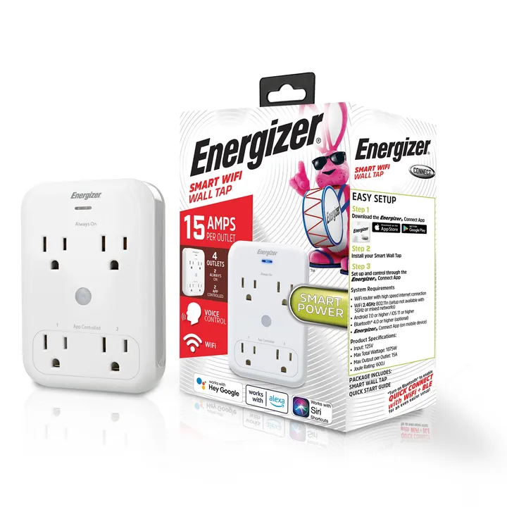 energizer connect Smart Wi-Fi 4 Outlet Wall Tap