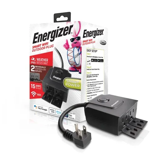 energizer connect Smart Wi-Fi Outdoor Plug, 2 Individually Controlled Outlets