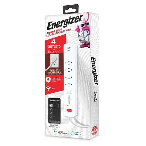 energizer connect Smart WiFi Surge Protector With 4 AC Ports, 2 USB Ports