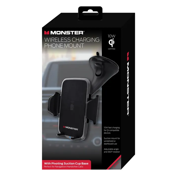 Monster Illuminessence Wireless 10W Charging Dash Suction Phone Mount