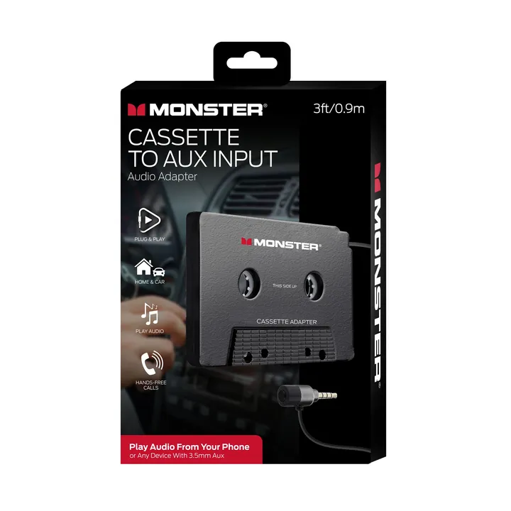 Monster Illuminessence Car Cassette to Aux Adapter - Bridge the Old & New Media