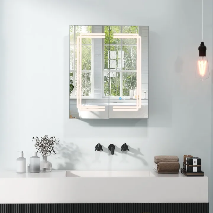 Directdeals 2 Doors Bathroom Mirror Medicine Wall Cabinet With Lights