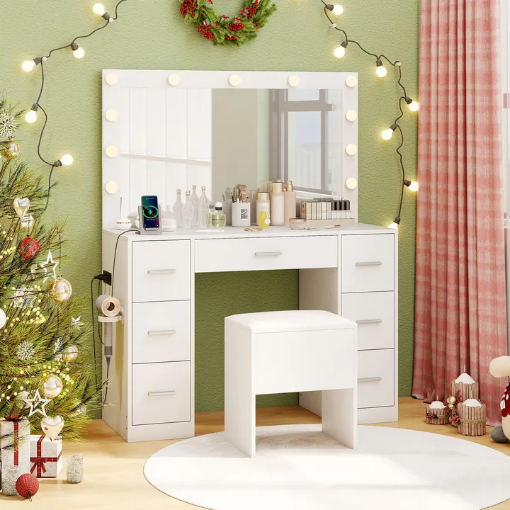 Directdeals Vanity Desk With Mirror And Lights For Bedroom