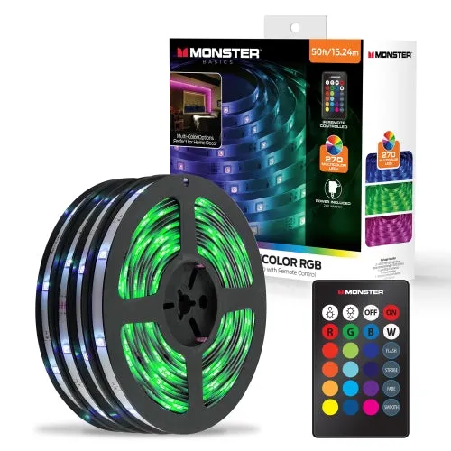 Monster Illuminessence RGB Remote Control Peel and Stick Installation LED Light Strip