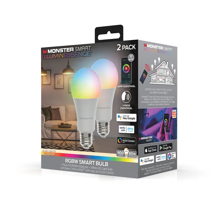 Monster Illuminessence Multicolor & Warm White Smart LED 60W Light Bulb