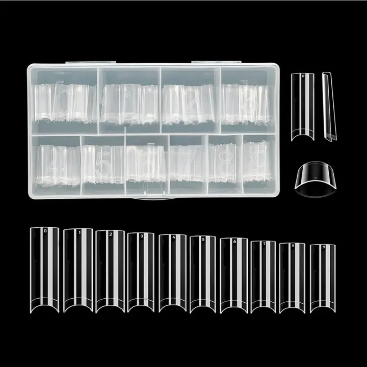 Allure Nails XL No C Curve Square Nail Tips – Clear Acrylic Tapered Square