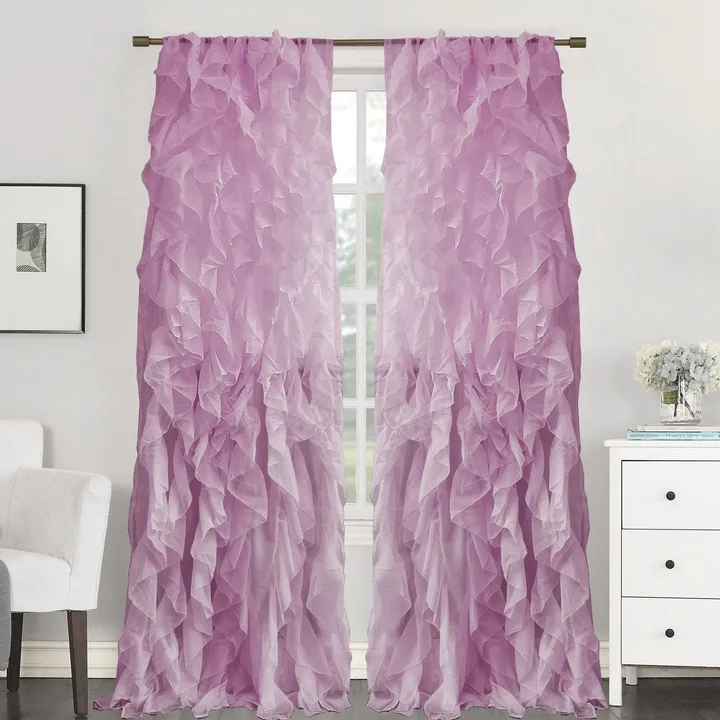Sweet Home Collections Chic Sheer Voile Ruffled Window Curtain