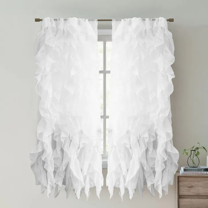 Sweet Home Collections Chic Sheer Voile Ruffled Window Curtain - 1 Panel