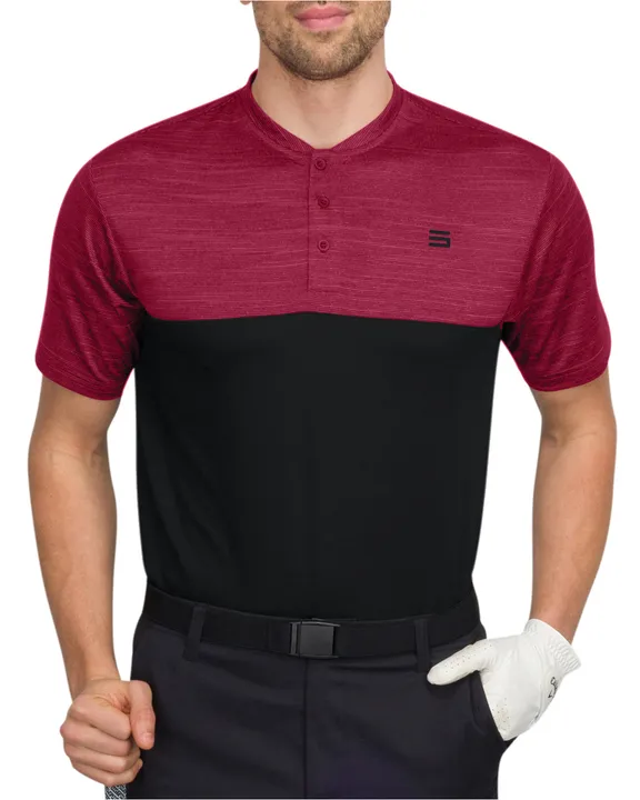 Three Sixty Six Two Tone Collarless Golf Polo