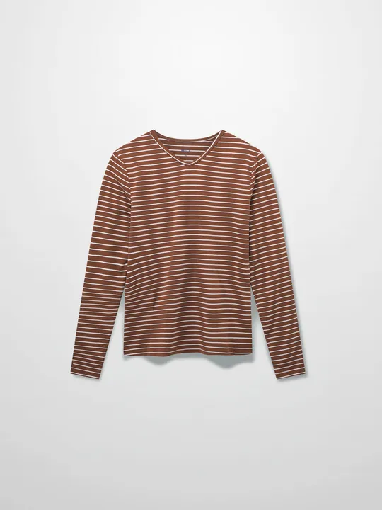 Fame On Central Flat Striped High V Long Sleeve
