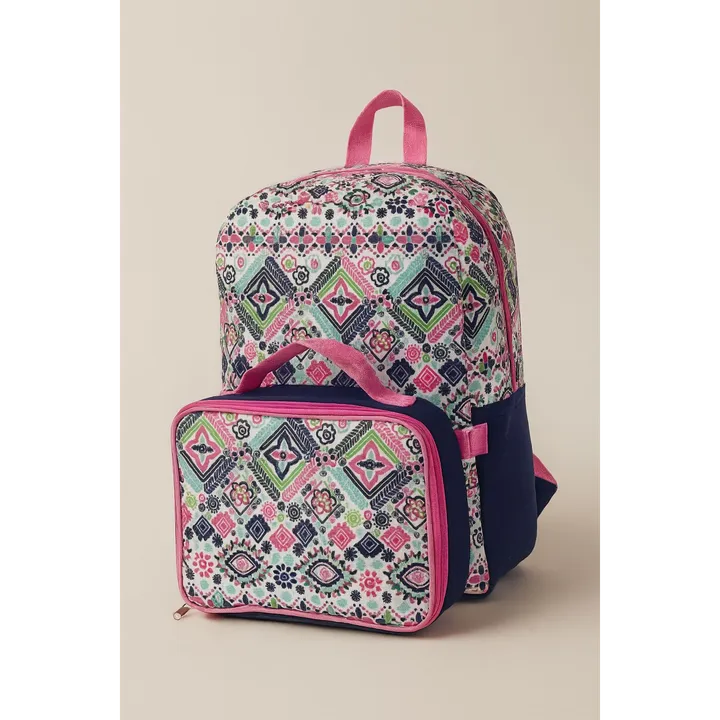 Krediz Tribal Bloom Backpack & Lunchbag Set -Inspired School Combo