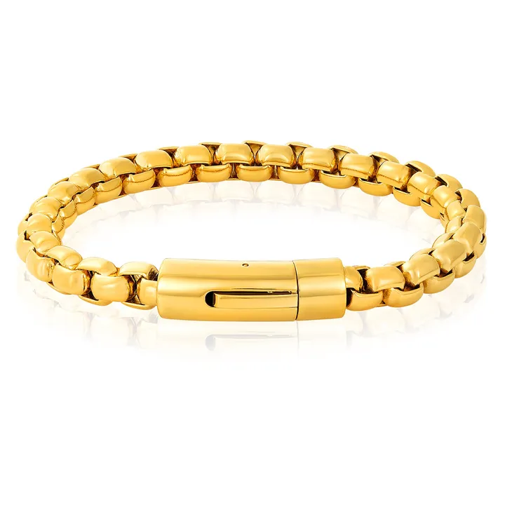 West Coast Jewelry Crucible Jewelry Polished Box Chain Cuff Bracelet