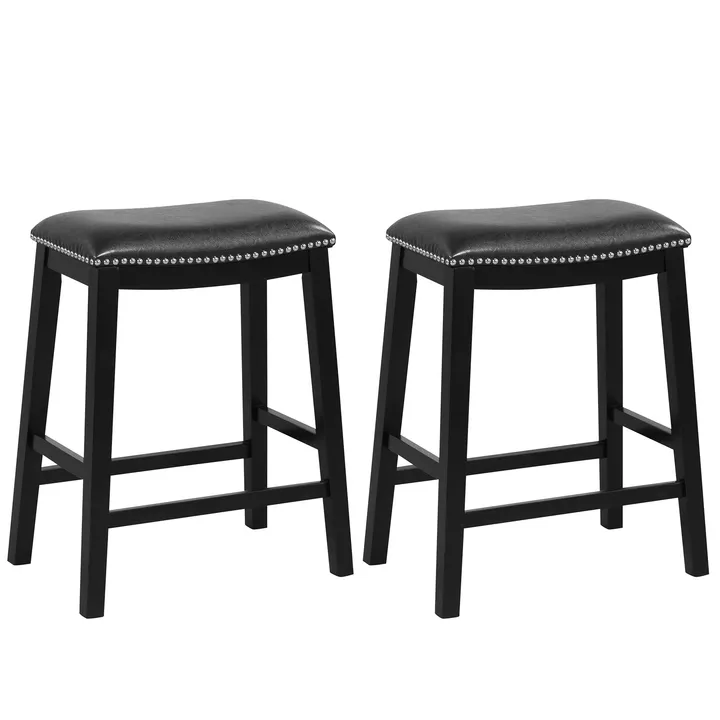Directdeals Counter Height Bar Stool Set of 2 with Upholstered Seat
