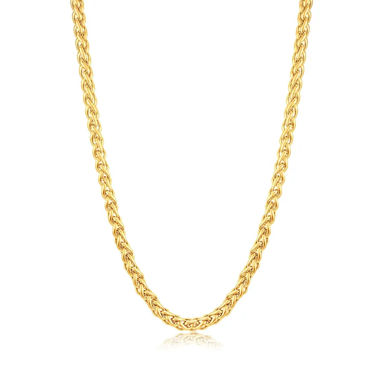 West Coast Jewelry Crucible Jewelry Polished Spiga Wheat Chain Necklace