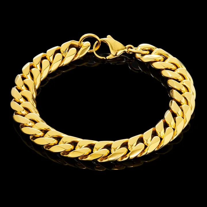 West Coast Jewelry Rounded Beveled Edge Curb Chain Stainless Steel Bracelet
