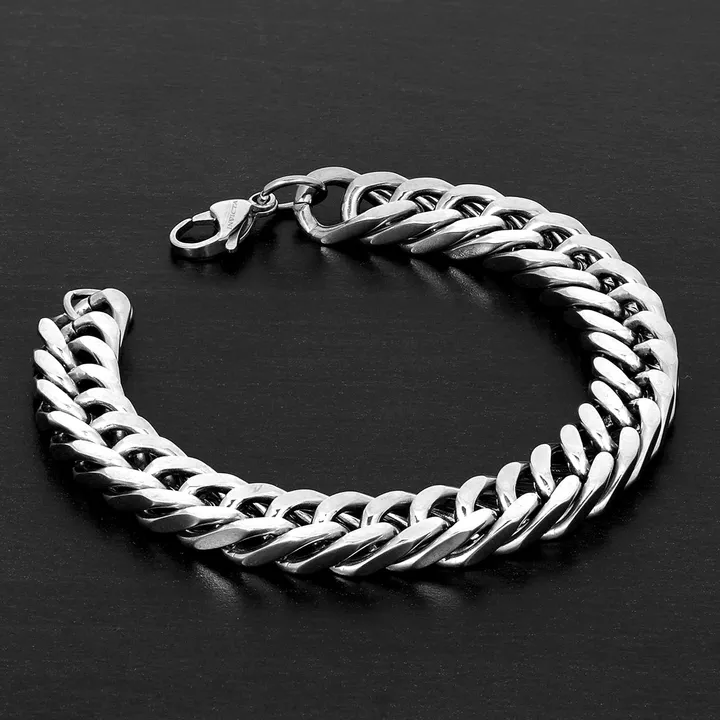 West Coast Jewelry Crucible Jewelry Polished Double Curb Chain Bracelet