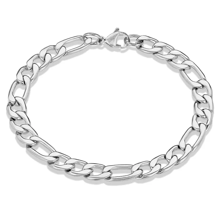 West Coast Jewelry Crucible Jewelry Polished Figaro Chain Bracelet