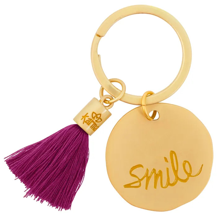 Karma Smile Round Tassel Key Chains