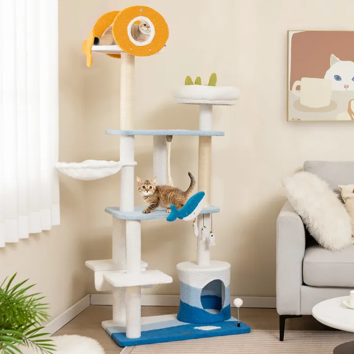 Gbruno Store Multi-level Ocean-Themed Cat Tree Tower