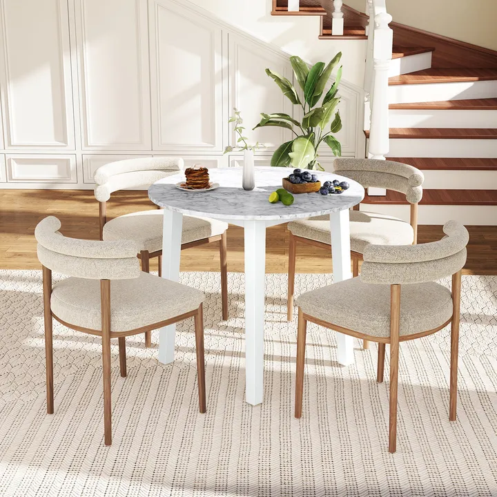 Directdeals Round Dining Table With Rubber Wood Legs