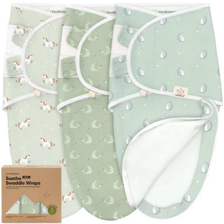 KeaBabies 3-Pack Soothe Zippy Swaddle Wrap