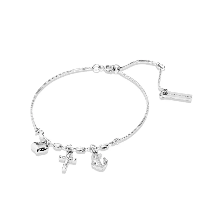 Anet's Collection LLC Trinity- Heart, Cross, Anchor Bracelet/ Anklet with Crystals