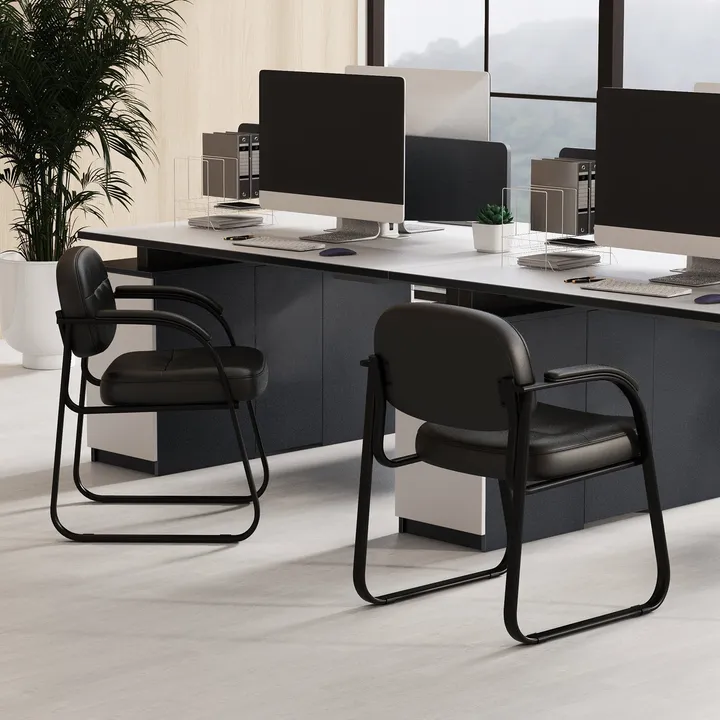 Directdeals Waiting Room Chair Reception Chairs With Sled Base And Padded Arm Rest