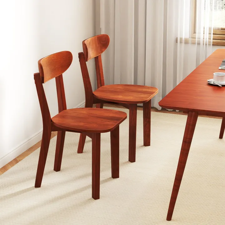 Directdeals Solid Wood Dining Chair With Curved Backrest And Rubber Wood Frame
