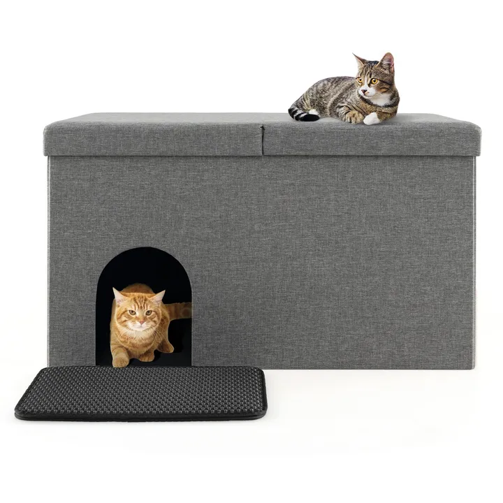 Gbruno Store Cat Litter Box Enclosure Hidden Furniture With Urine Proof Litter Mat