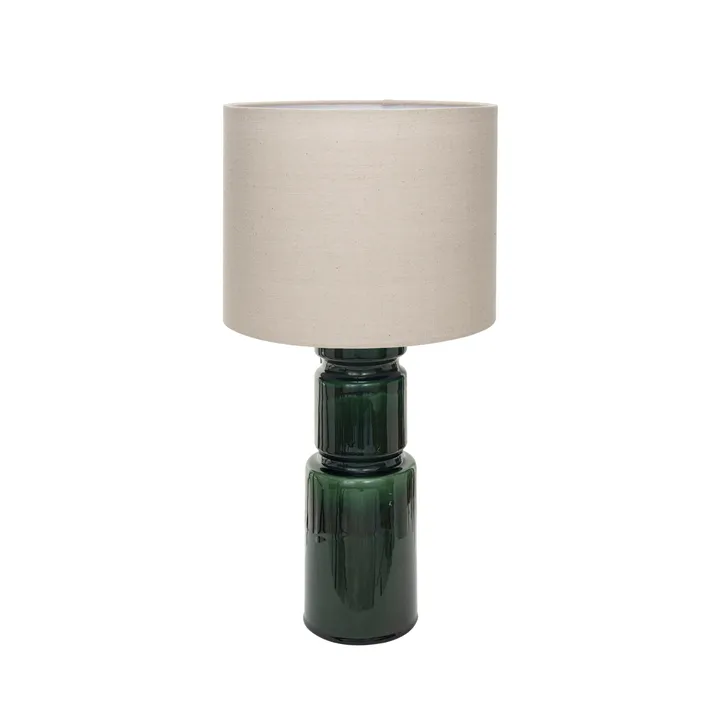 Storied Home Ceramic Table Lamp With Linen Shade & Inline Switch