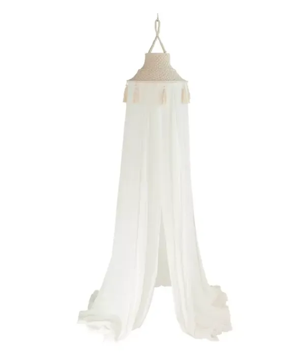 Storied Home Cotton Macramé Canopy With Tassels