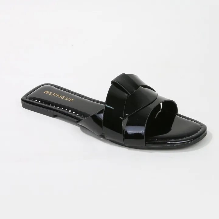 Berness Topaz Glossy Patent Braided Slide Sandals