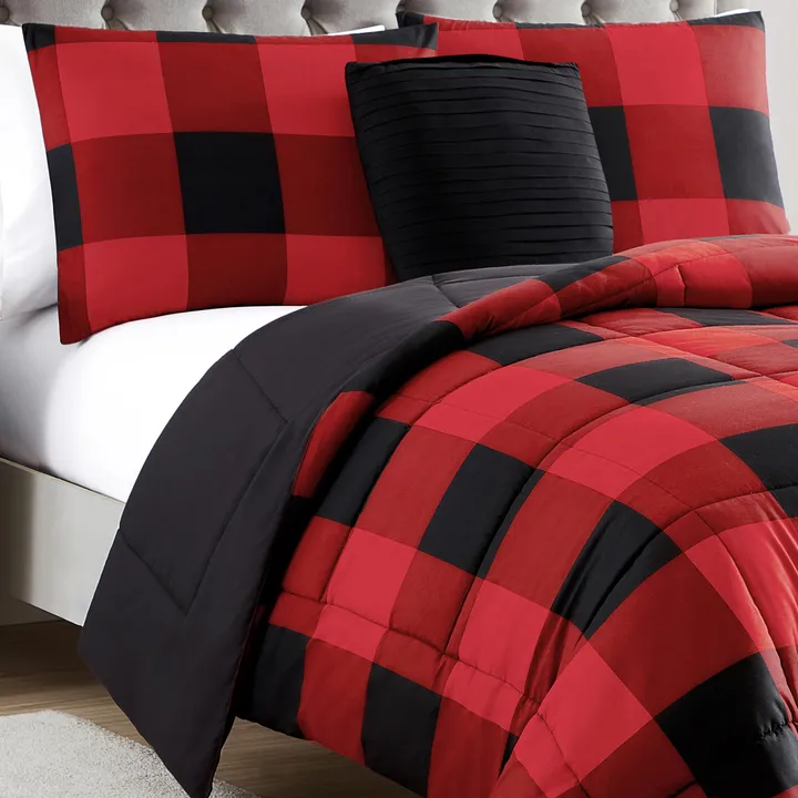 Sweet Home Collections Buffalo Check 4-Piece Reversible Comforter Set