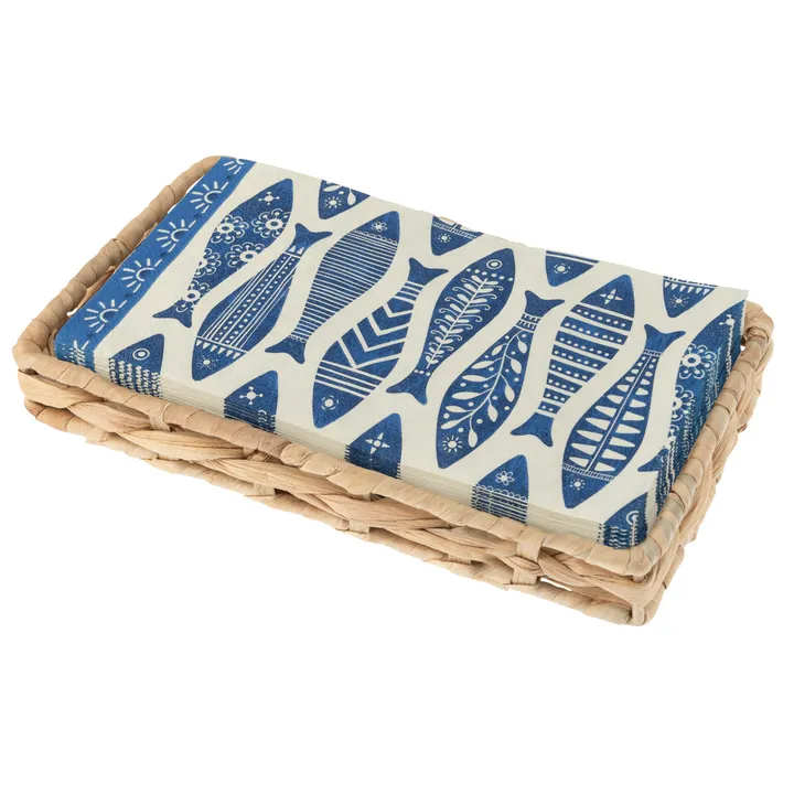 Karma Fish Woven Napkin Holder W/ Paper Napkins