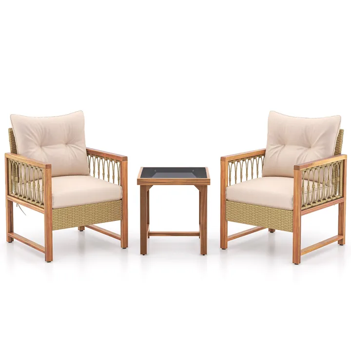 Directdeals Patio Furniture Set With Acacia Wood Frame Cushions