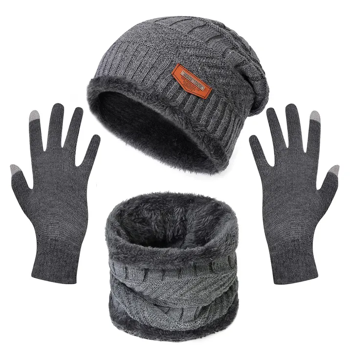 Gamba Beauty Winter Warm Knitted Beanie Scarf Gloves Set