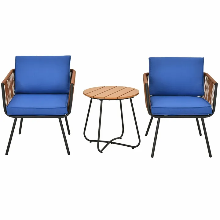 Directdeals Patio Bistro Furniture Set With Armrest And Soft Cushions