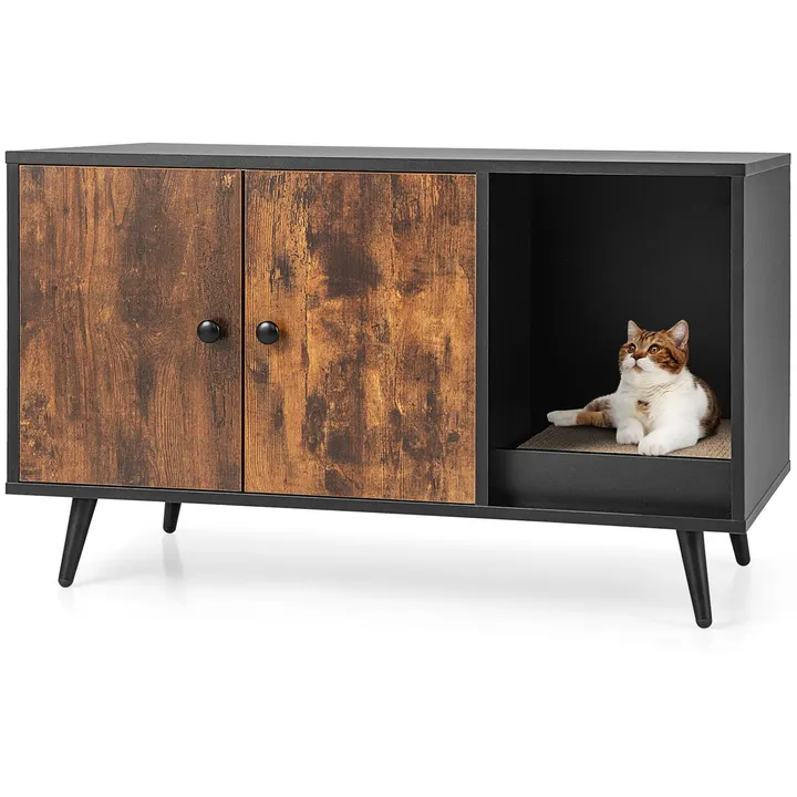 Gbruno Store Cat Litter Box Enclosure With Double Door Cabinet