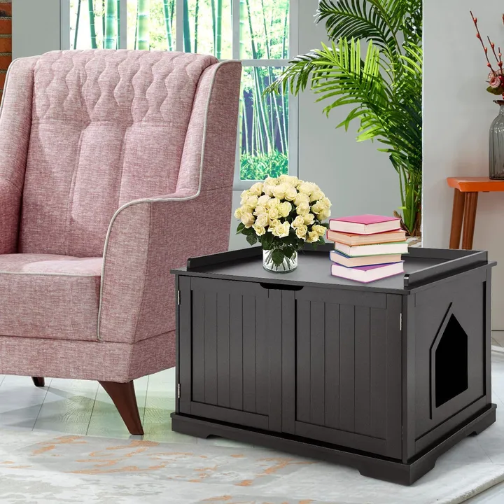 Gbruno Store Cat Litter Box Enclosure With Double Doors