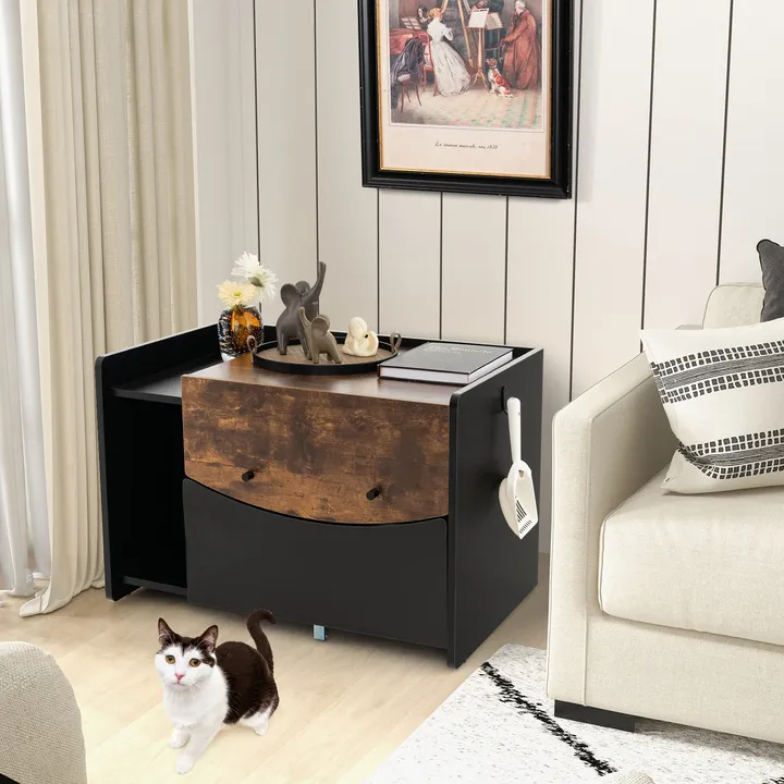 Gbruno Store Cat Litter Box Enclosure With Pull Out Drawer