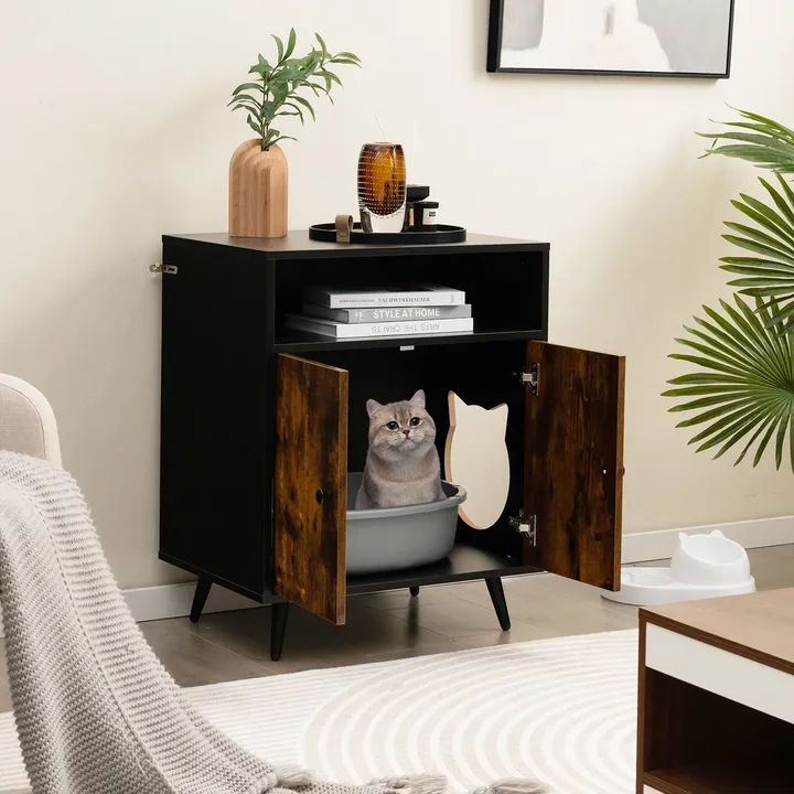 Gbruno Store Industrial Cat Litter Box Enclosure With Entry And Open Compartment