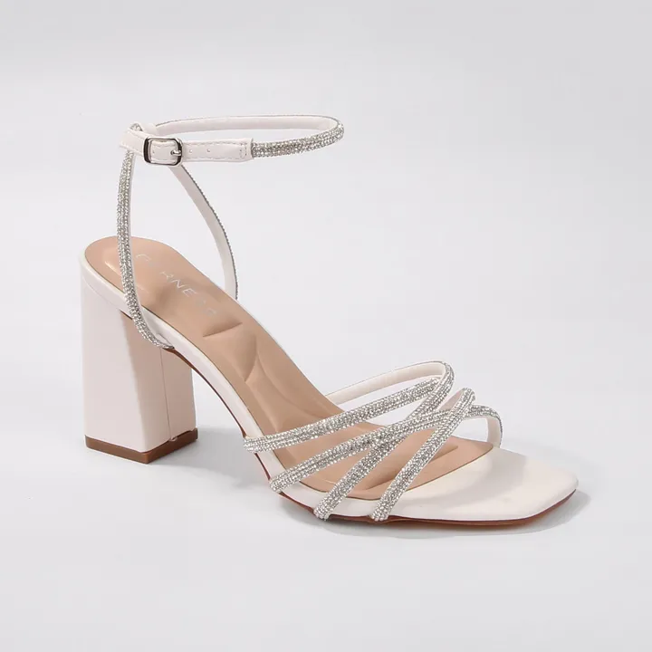 Berness Hailie Rhinestone Strappy Block Heels