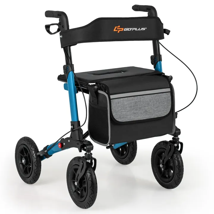 Gamba Beauty Folding Rollator Walker for Seniors with Seat for All Terrain