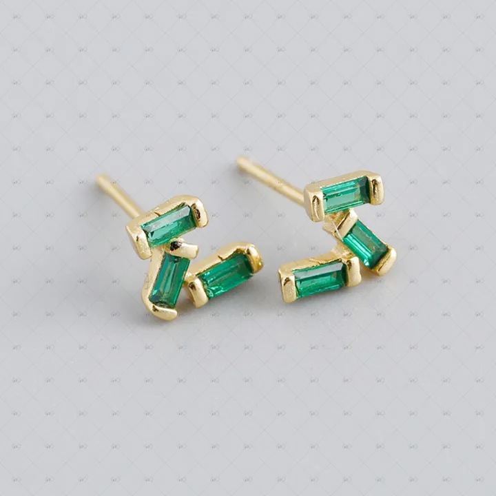 Gioiellin Small Square Colored Zirconia Earrings - Gold